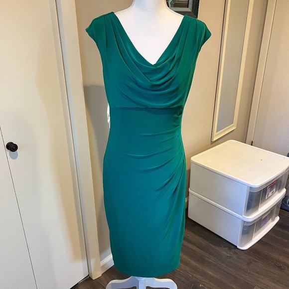 Lauren Ralph Lauren Dresses & Skirts - Lauren Ralph Lauren Emerald Green Sleeveless Cowl neck dress, Size 8
